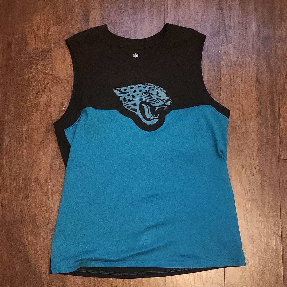 Black and Teal Sleeveless Top with Jaguar Logo